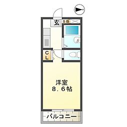 リージェント栗真 ワンルームの間取図画像