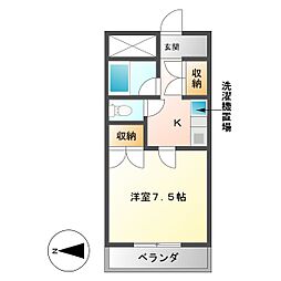 サンライズ江戸橋 1Kの間取図画像