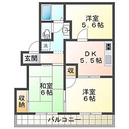 コーポアコギA 3DKの間取図画像