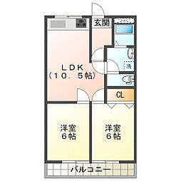 フィレンツェ津 2LDKの間取図画像