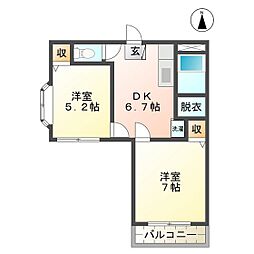 エトワール 2DKの間取図画像