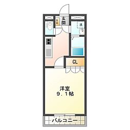 ピュアコート・アイ 1Kの間取図画像