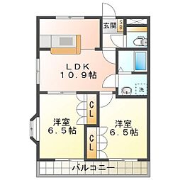 ラピュタ弐番館 2LDKの間取図画像