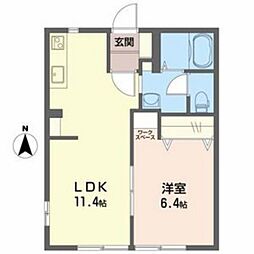 エクセル新畑 1LDKの間取図画像