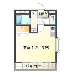 キャロット 1Kの間取図画像