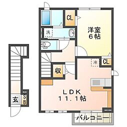 アルカンシェル大園 1LDKの間取図画像