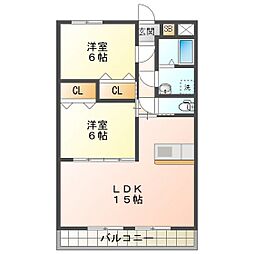 ロイヤルふじ 2LDKの間取図画像