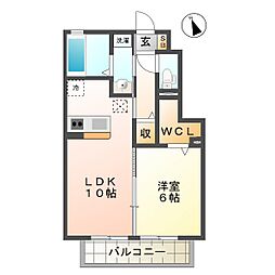 ジーウィズダムA 1LDKの間取図画像
