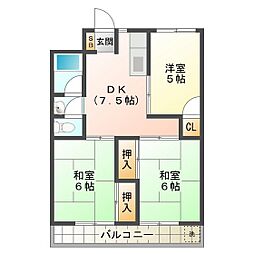 桜町ハイツ 3DKの間取図画像