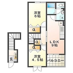 メゾンカルム 2LDKの間取図画像
