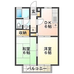 SouthCourtTwinB 2DKの間取図画像