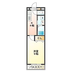 ブロッサムガーデン利平治 1Kの間取図画像