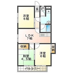 ペルシェー桂 3LDKの間取図画像