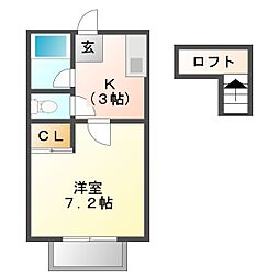 エトワル 1Kの間取図画像