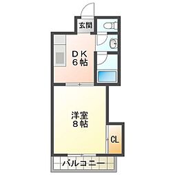 グランドハイツ・アザミ 1DKの間取図画像