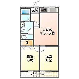 フィレンツェ津 2LDKの間取図画像