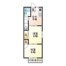 ネオコーポ 2DKの間取図画像