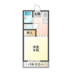 カーサ栗真 1Kの間取図画像