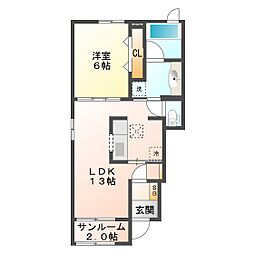 ベル・ガーデンB 1LDKの間取図画像