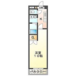 江戸橋利平治マンション 1Kの間取図画像