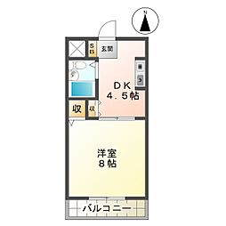 エレボール1 1Kの間取図画像