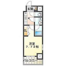 プレイズシード四日市 1Kの間取図画像