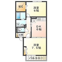 エスペランサ 2DKの間取図画像