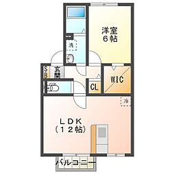 フラワーコートC 1LDKの間取図画像