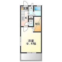 フローラ 1Kの間取図画像