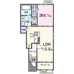 ルチェンテ 1LDKの間取図画像