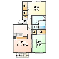 セントポーリアA 2LDKの間取図画像