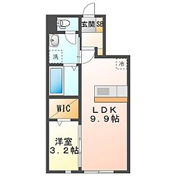 ユアメゾン北浜町 1LDKの間取図画像