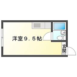 スリールーム(富田4丁目平屋アパート) ワンルームの間取図画像
