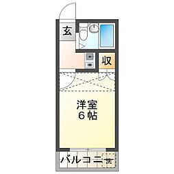 ルーチェ九の城 1Kの間取図画像