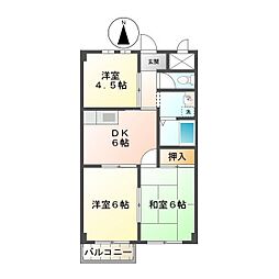サンリッチ別名 3DKの間取図画像