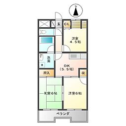 ル・ド・ソレイユ菰野 3DKの間取図画像
