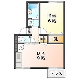 カントリーハウス 1LDKの間取図画像