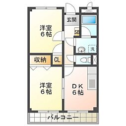 リンピア藤 2DKの間取図画像