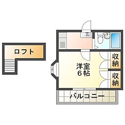 北浜町アパート 1Kの間取図画像