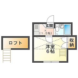 北浜町アパート 1Kの間取図画像