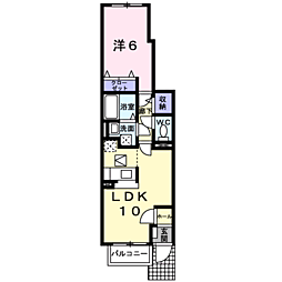 オーブ2 1LDKの間取図画像