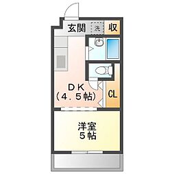 第2メゾンアカツキ 1Kの間取図画像