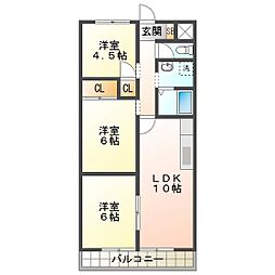 ハイツ富田3 3LDKの間取図画像