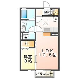 コモド楠3 1LDKの間取図画像