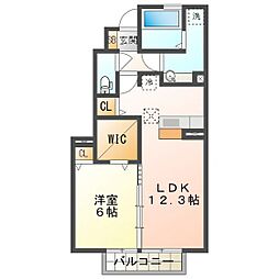 D-room別名A棟 1LDKの間取図画像