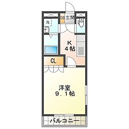 パーソナル・スリー城西 1Kの間取図画像