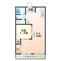 林ビル 1LDKの間取図画像