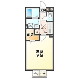 グランディール新正 1Kの間取図画像