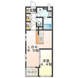 クオーレトラスト3 1LDKの間取図画像