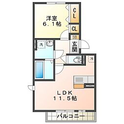 カーサ・ドゥ・ソレイユ 1LDKの間取図画像